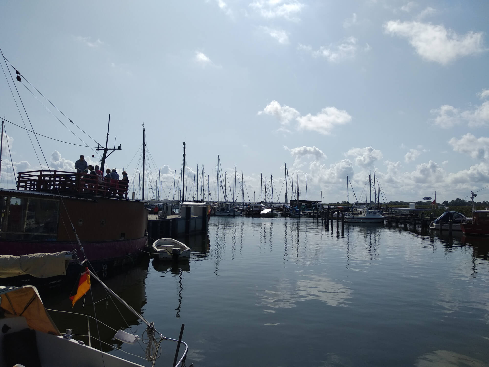 A few boats in a port