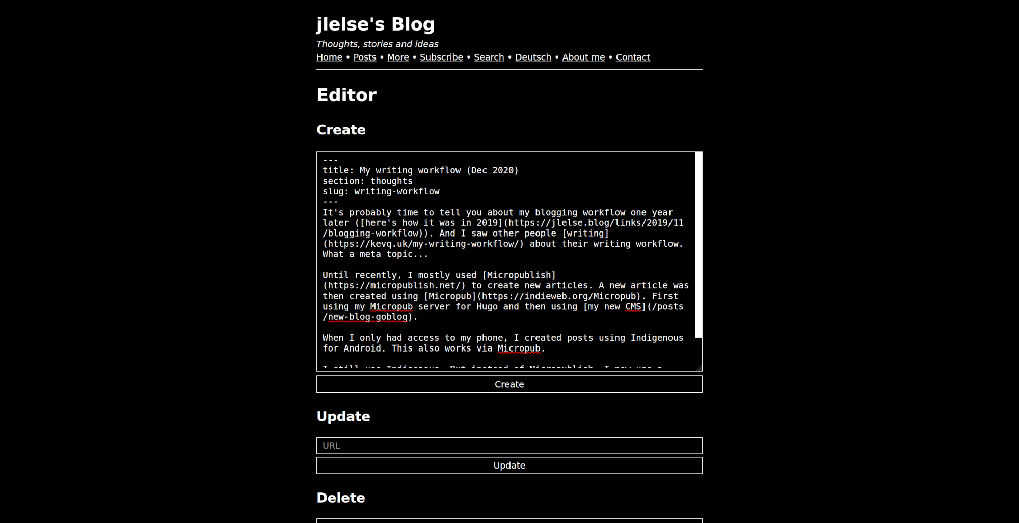 My blog editor