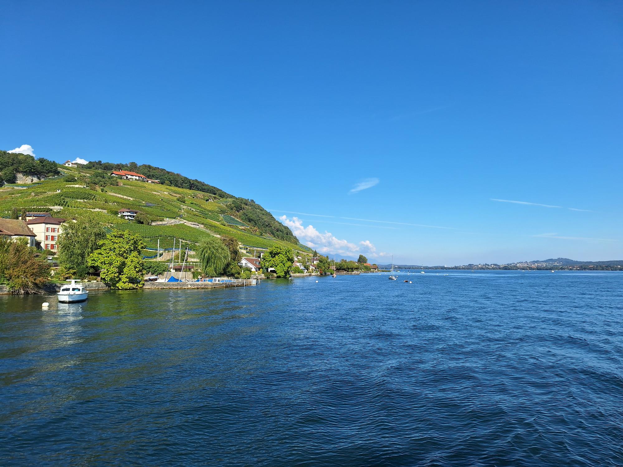 A view of Lake Biel, Switzerland, from the boat