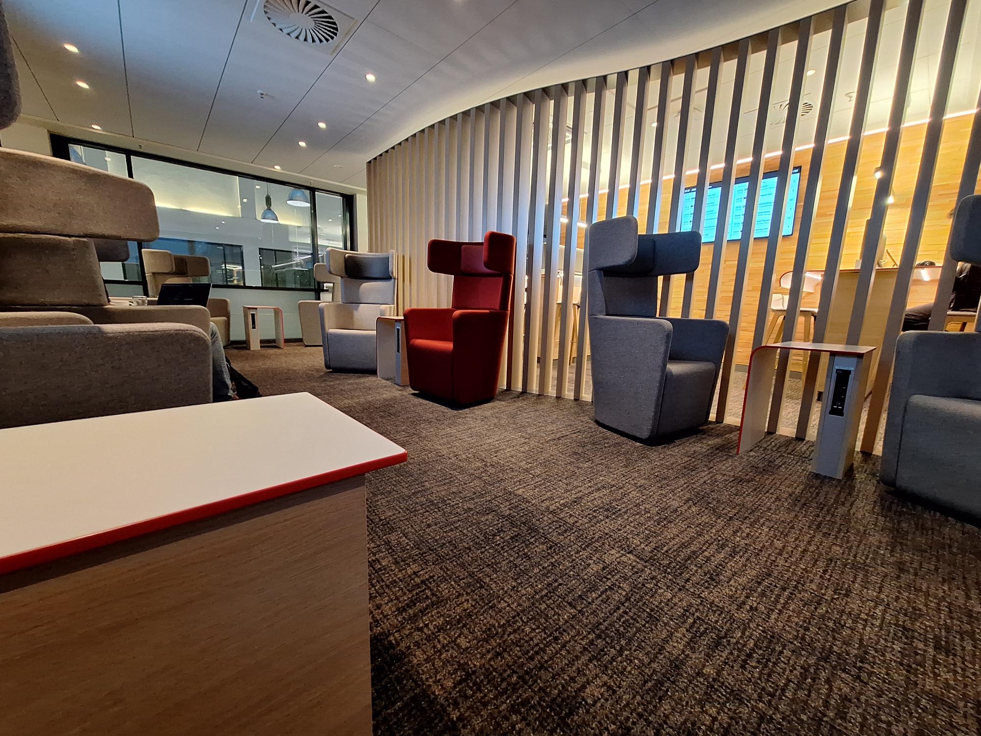 A view inside the second class area of the DB Lounge in Mannheim, Germany