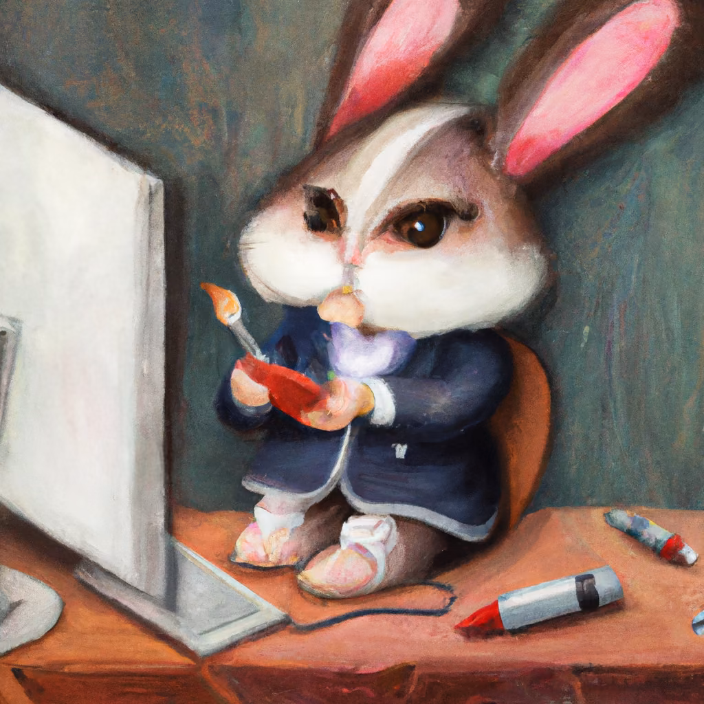 bunny blogger, oil painting Generated AI image